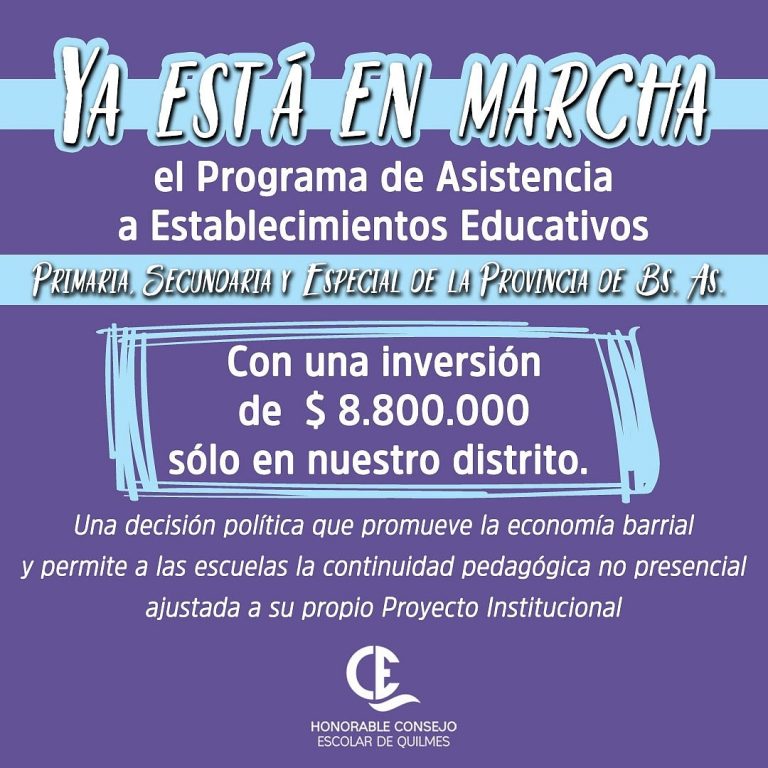 Ya está en marcha en Quilmes el nuevo Programa de Asistencia Educativa de la Provincia